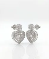 Maroon Velvet Royale Baguette Heart Diamond Studs