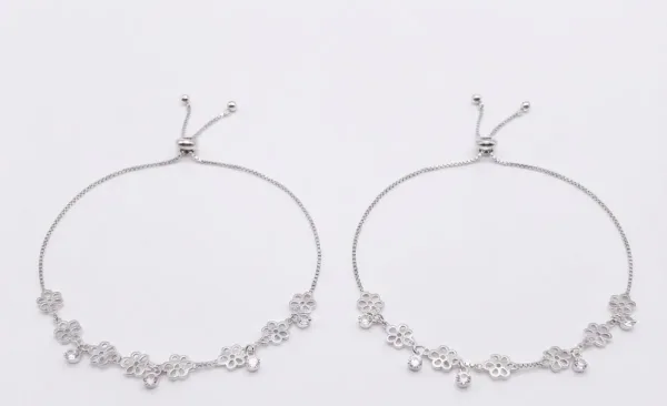 Silver Floral Charm Anklet