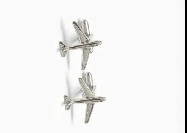 Silver Airplane Cufflinks (Aviation Style Cufflinks