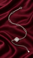 Silver Flower Charm Anklet
