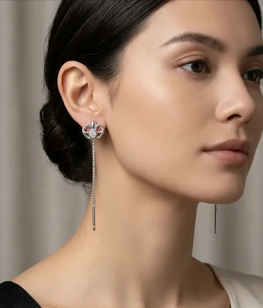 (Alternative: Regal Solitaire Crown Dangle Pull-Through Earrings