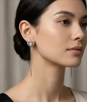 (Alternative: Regal Solitaire Crown Dangle Pull-Through Earrings