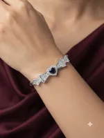 Celeste Sapphire Heart Bow Cuff