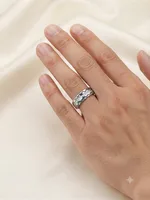Silver Wavy Pave Ring