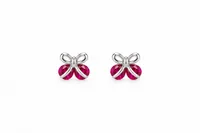 Silver Ruby Butterfly Earring
