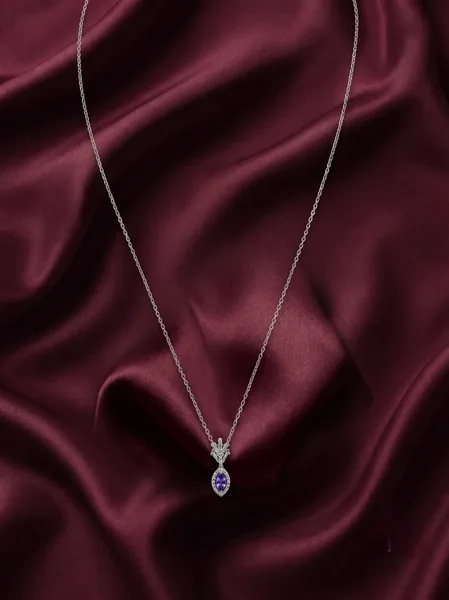 Marquise-Cut Purple Amethyst Halo Pendant With Earrings Set