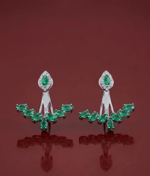 Marquise Emerald Bloom Ear Jackets