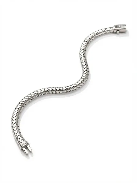 Silver Snake-Style Mesh Men’s Bracelet