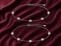 Silver Crystal Bezel Anklet