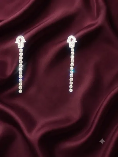 Hamsa Diamond Drop Earring