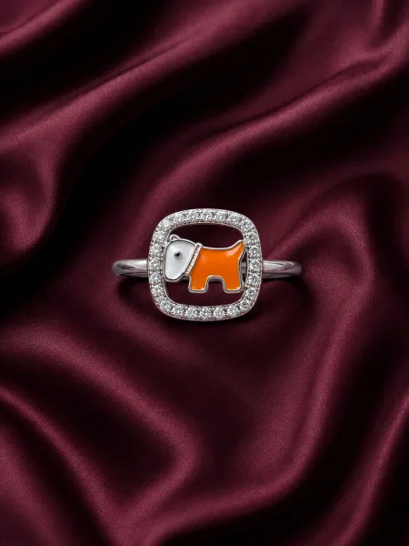 Cute Orange Puppy Kids Ring