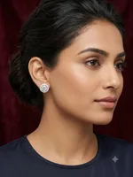 Classic Solitaire Halo Diamond Stud Earrings