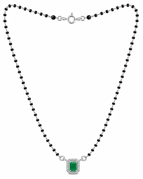 Emerald Solitaire 925 Sterling Silver Mangalsutra