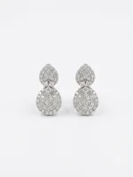 Sparkling Duo-Drop Pave Diamond Halo Earrings