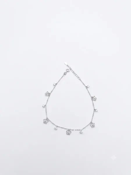 Silver Butterfly & CZ Charm Anklet
