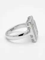 Silver Rectangular Pave CZ Signet Ring