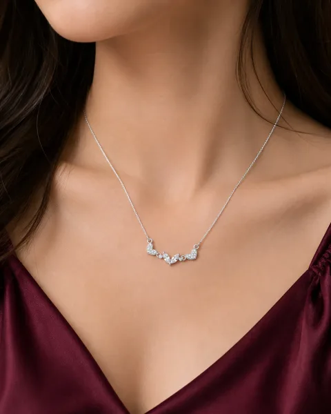 Heart & Leaf Crystal Necklace