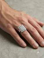 Silver Rectangular Pave CZ Signet Ring
