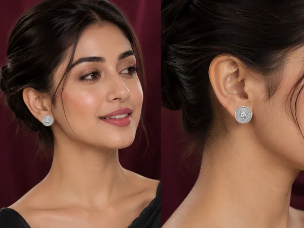 Elegant Round Crystal Stud Earrings