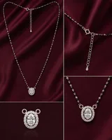 Elegant Oval Halo 925 Silver Mangalsutra