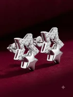 Celestial Duo Diamond Star Stud Earrings