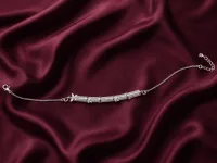 Silver Textured Bar Chain Anklet