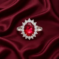 Sterling Silver Ruby Halo Ring