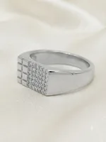 Silver Pave Grid Ring