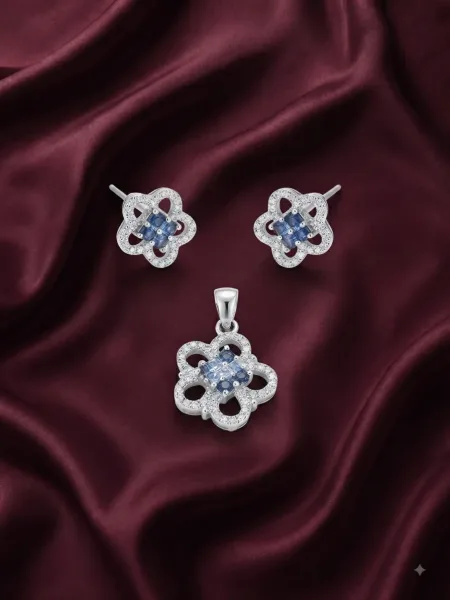 Celestial Bloom Elegance Set with pendant and earrings