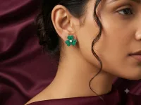 Emerald Clover Stud Earrings