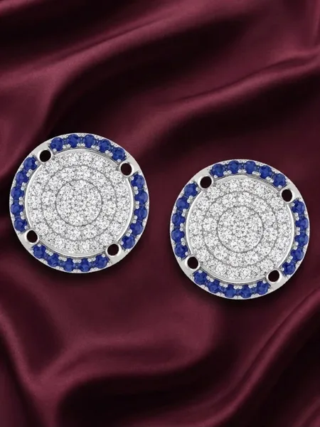 Blue Sapphire Round Stud Earrings