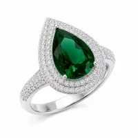 Emerald Teardrop Halo Ring