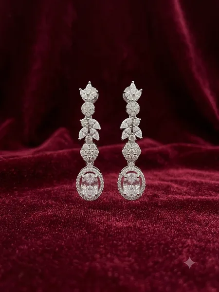 Elegant Marquise & Oval Diamond Drop Earrings