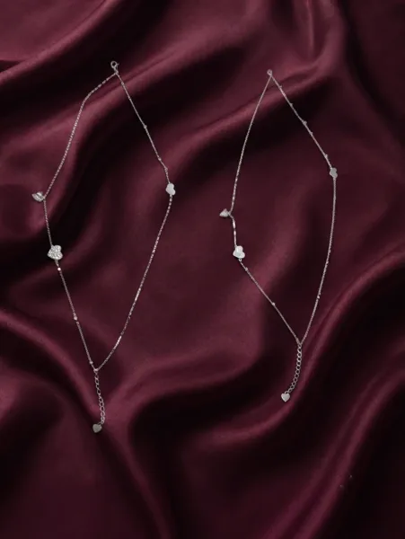 Heartbeat Silver Anklets