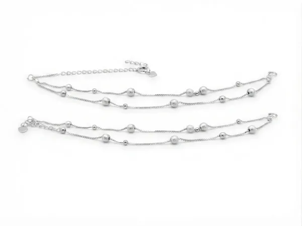 Silver Double-Layer Anklet