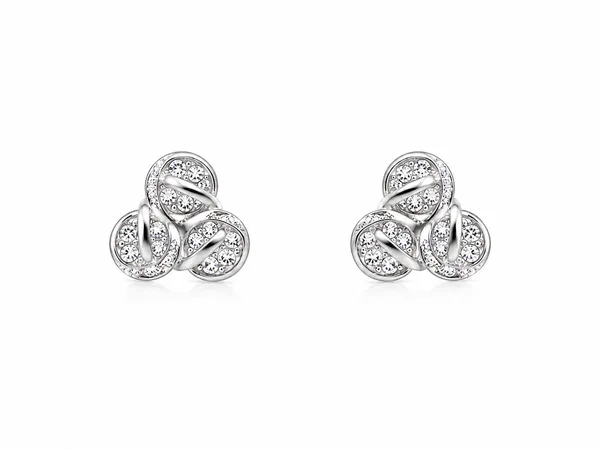 Triple Loop Crystal 925 Sterling Silver Earrings