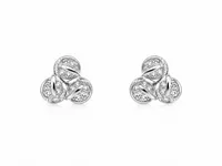 Triple Loop Crystal 925 Sterling Silver Earrings