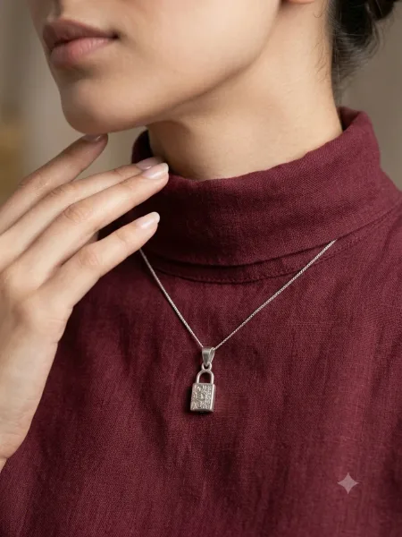 Vintage Engraved Padlock Pendant