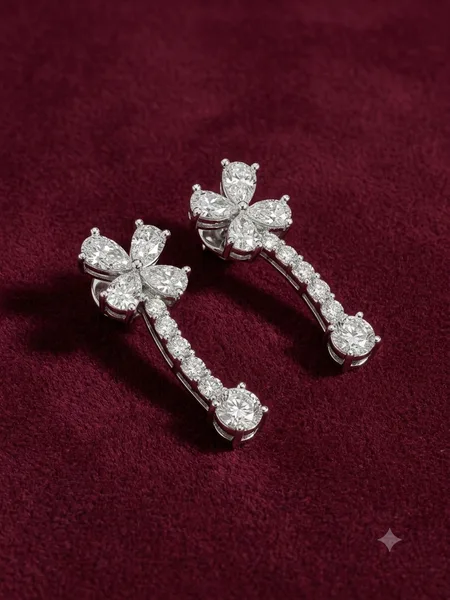 Four-Leaf Clover Diamond Drop Earrings