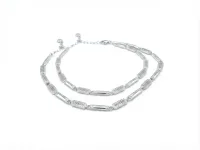 Silver Geometric Link Chain Anklet