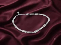 Silver Geometric Link Chain Anklet