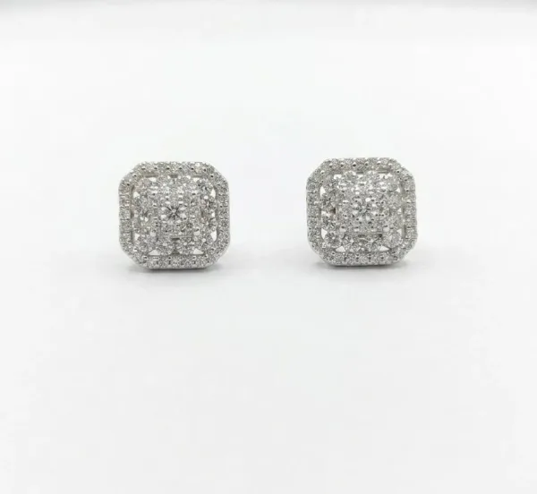 Radiant Square Cluster Diamond Tops (or Elegant Cushion-Halo Diamond Stud Earrings)