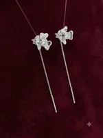 Blooming Clover Diamond Threader Earrings