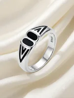 Silver Enamel Statement Ring