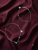 Pave Floral and Pearl Beaded Anklet