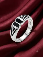 Silver Enamel Statement Ring