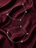 Square Crystal Charm Box Chain Anklet