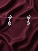 Marquise-Cut Purple Amethyst Halo Pendant With Earrings Set