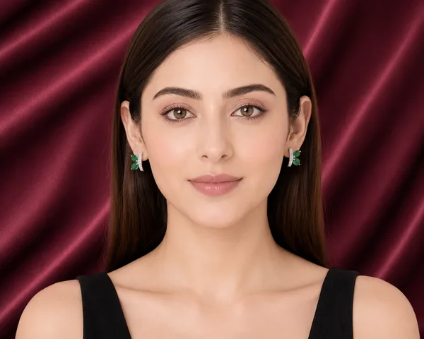 Green Leaf Crystal Stud Earrings