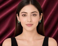 Green Leaf Crystal Stud Earrings
